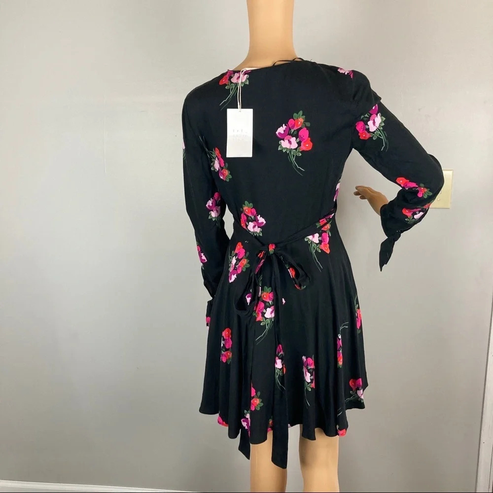 Zara Trafaluc Dress Women's XS Black Floral, Long Sleeve NEW WITH TAG - Picture 2 of 7